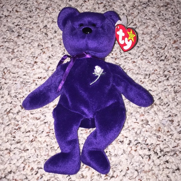purple beanie baby with rose